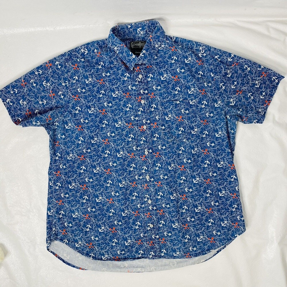 Gitman Bros Size Xl Blue Anchors Button Up Shirt - image 1